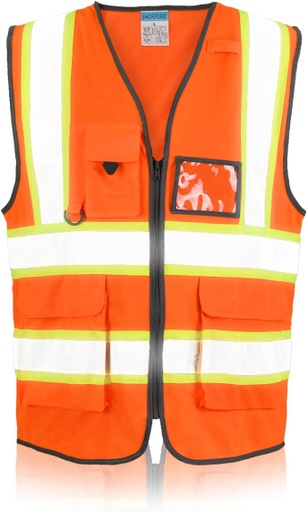 Safety Vest 4 Pocket with card, model 41, Orange