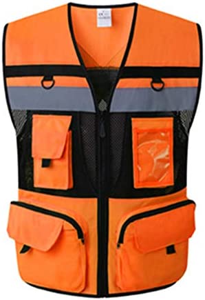 Safety Vest 4 Pocket with card, model 43, Orange & Black