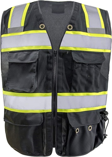 Safety Vest with Black Mesh, Model 20, Silver