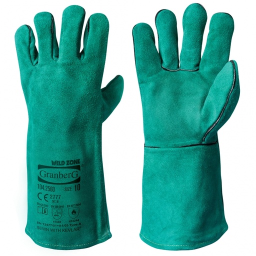 [1022944427701] Welding Safety Gloves , Green, Model 42 , 1 Pair